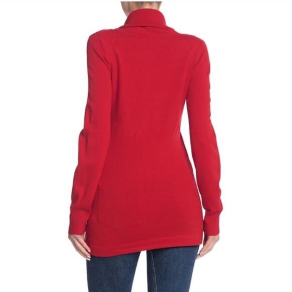 French Connection Sweater Womens S Red Cowl Neck Pullover Longline Cozy Classy - Picture 2 of 7